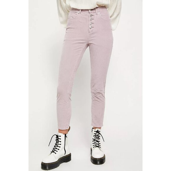 Free People We The Free Sun Chaser Skinny Corduroy Button-Fly Pants Lavender 29 - Picture 16 of 16